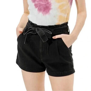 NWT AE Paperbag Denim Mom Short, high rise, Onyx Black, Size 0